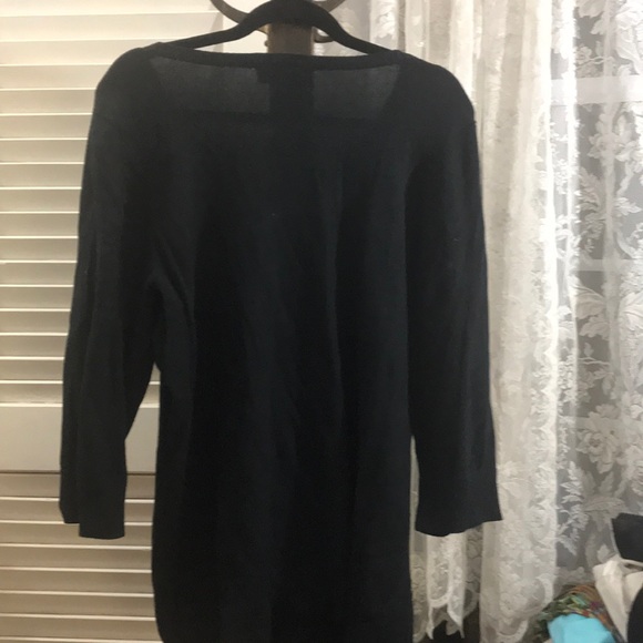 d&co black buttoned down sweater. 1X. Cotton blend - Picture 6 of 7